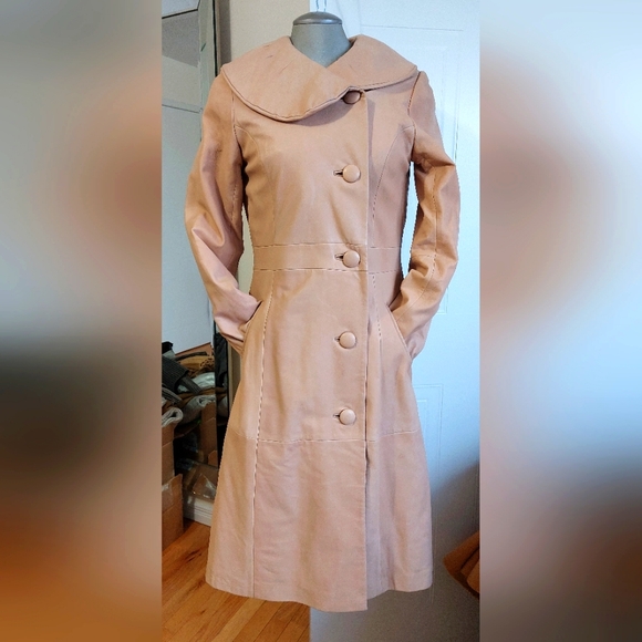 Margaret Godfrey Maxi Butter Cream Leather Jacket - Small - Like New - Picture 1 of 8